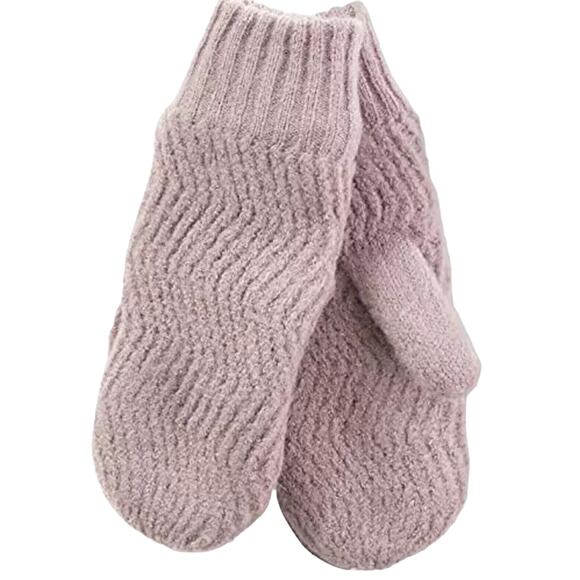 INC Chevron Mauve Cozy Knit Fleece Lined Chenille Mittens One Size - Picture 1 of 5